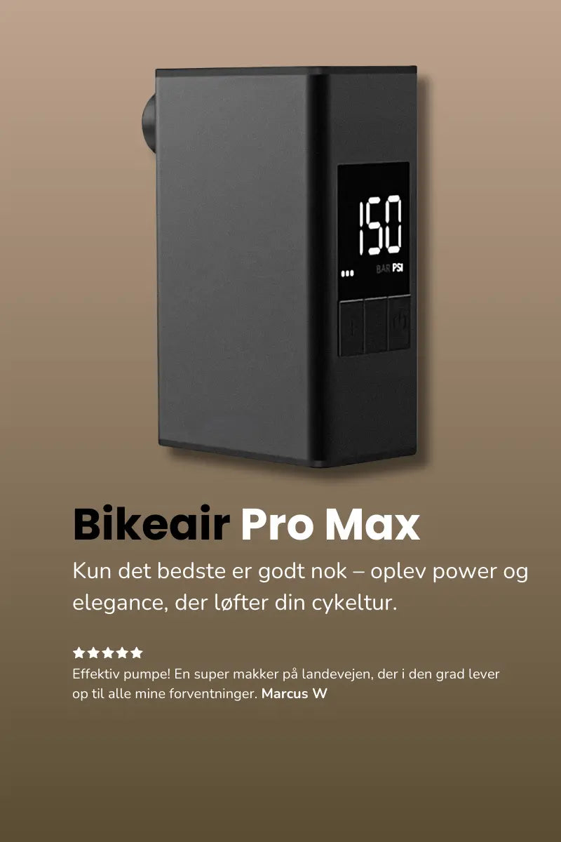 Bikeair Pro Max - elektrisk cykelpumpe med power og elegance, der løfter din cykeltur. 5-stjernet anmeldelse fra Marcus W.
