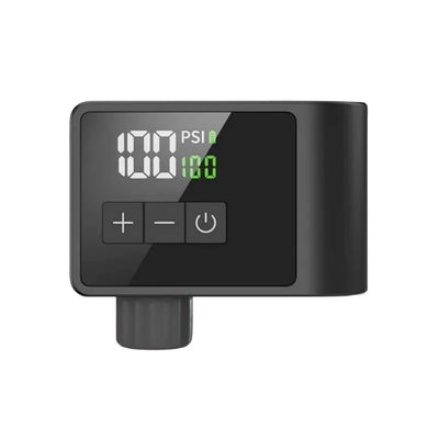 Bikeair digital elektrisk cykelpumpe med LED-display, trykknapper og automatisk stop for præcis oppumpning.