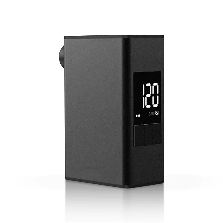 Bikeair Pro elektrisk cykelpumpe – kompakt og kraftfuld el cykelpumpe i sort aluminium med digitalt display, 120 PSI.